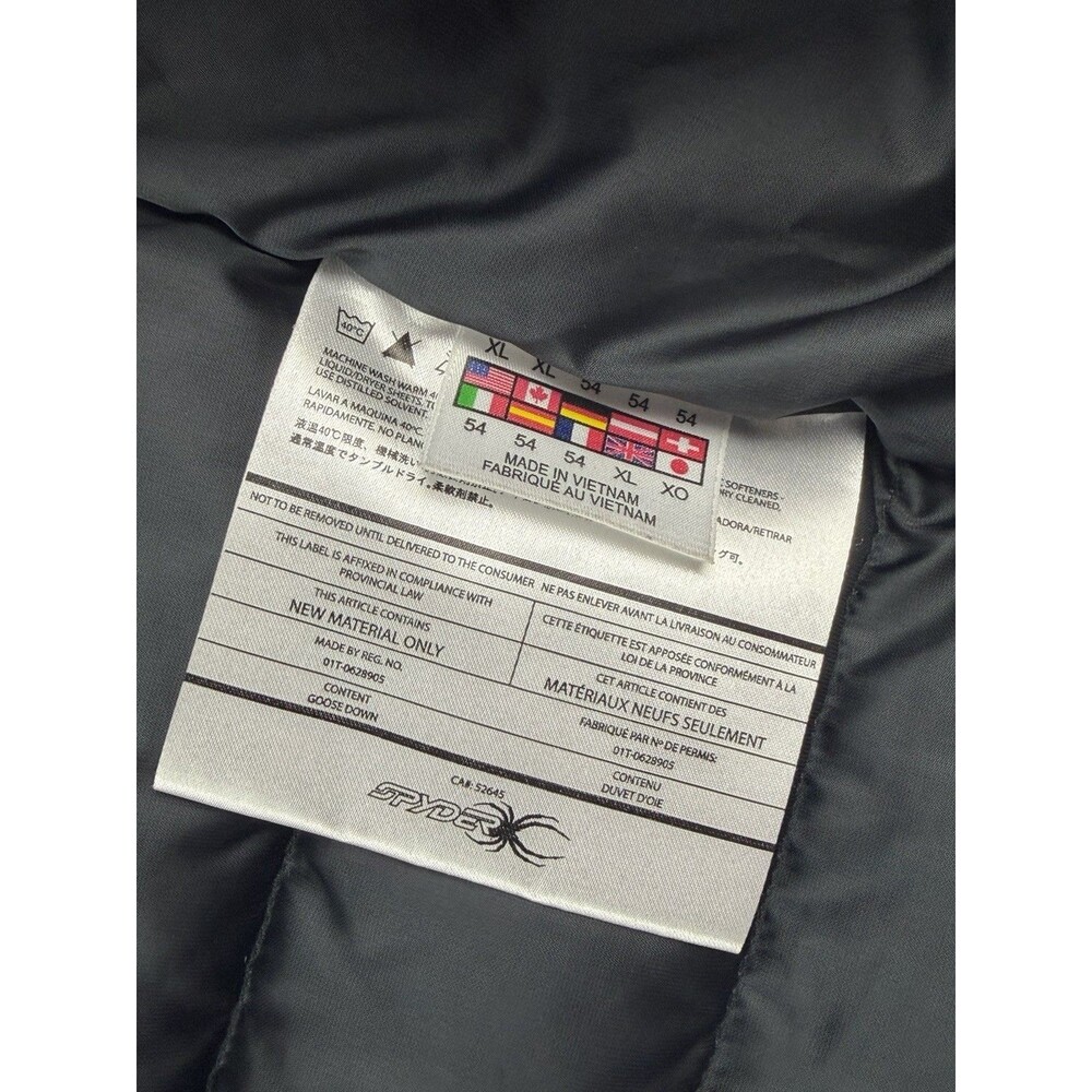 Spyder Jacket Mens XL Black Puffer Full Zip Lightweight Insulated Down Outdoor - Picture 10 of 11